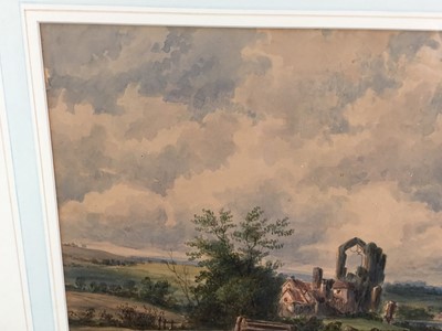 Lot 84 - English School, mid 19th century, pair of watercolours, Extensive river landscapes, 28 x 42cm, glazed frames