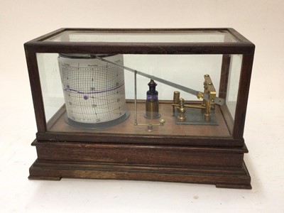 Lot 2405 - Cased barograph with engraved patent number 22556, 31cm across