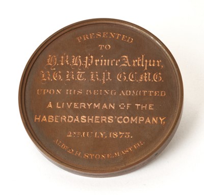 Lot 16 - Victorian bronze medallion awarded to HRH Prince Arthur