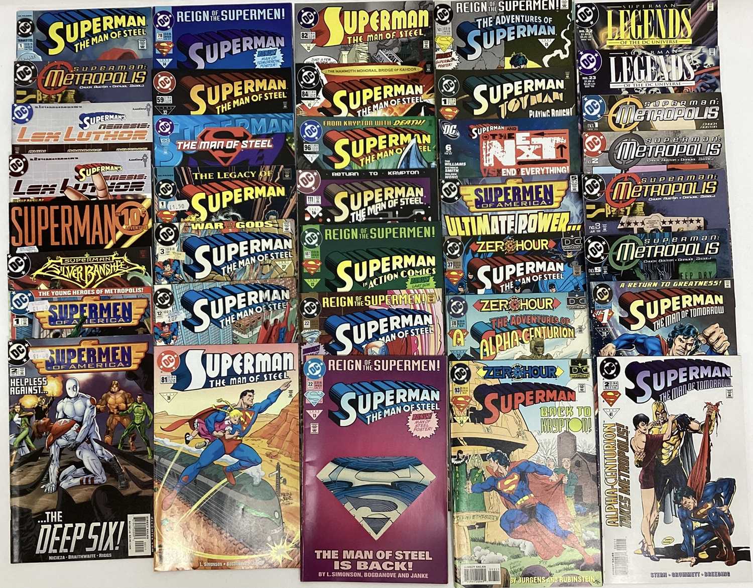 Lot 114 - Selection of DC Comics, Superman to include The Man of Steel, The Man of Tomorrow, Reign of The Superman, The Legacy of Superman #1 and others