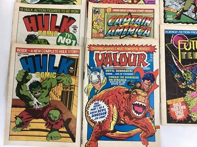 Lot 77 - Marvel comics Hulk weekly comic 1979. Issues 1-5, together with Marvel team up weekly issue 1, Captain American weekly issue 1, Valour weekly issue 1, forces in combat weekly issue 1 and Future ten...