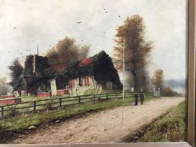 Lot 171 - Nils Hans Christiansen (1867-1939) oil on canvas - A Village Church, signed, 47cm x 61cm, in gilt frame