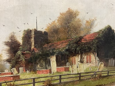 Lot 171 - Nils Hans Christiansen (1867-1939) oil on canvas - A Village Church, signed, 47cm x 61cm, in gilt frame