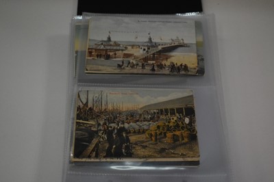 Lot 1416 - postcards in two albums including coastal cards, GB topography, real photographs etc.