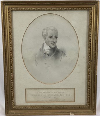 Lot 265 - 19th century lithograph portrait by Mr Shelton, Field Marshall His Grace The Duke of Wellington..., in glazed gilt frame, 43cm x 35cm