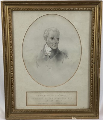 Lot 135 - 19th century lithograph portrait by Mr Shelton, Field Marshall His Grace The Duke of Wellington..., in glazed gilt frame, 43cm x 35cm