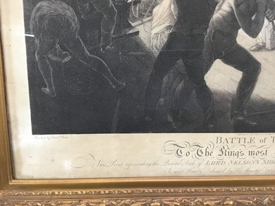 Lot 268 - Of Nelson interest - Rare early 19th century stipple engraving by Robert Cooper after Daniel Orme, Battle of the Nile, published 1805 by Edward Orme, 50cm x 62cm, in glazed gilt frame