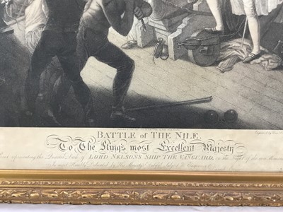 Lot 268 - Of Nelson interest - Rare early 19th century stipple engraving by Robert Cooper after Daniel Orme, Battle of the Nile, published 1805 by Edward Orme, 50cm x 62cm, in glazed gilt frame