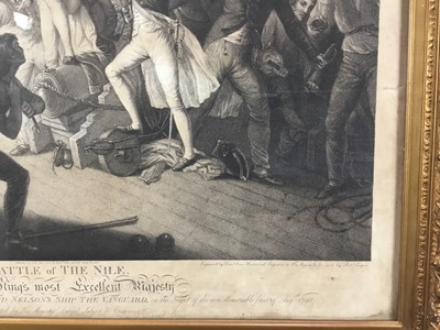 Lot 268 - Of Nelson interest - Rare early 19th century stipple engraving by Robert Cooper after Daniel Orme, Battle of the Nile, published 1805 by Edward Orme, 50cm x 62cm, in glazed gilt frame
