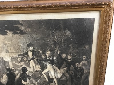 Lot 268 - Of Nelson interest - Rare early 19th century stipple engraving by Robert Cooper after Daniel Orme, Battle of the Nile, published 1805 by Edward Orme, 50cm x 62cm, in glazed gilt frame