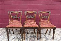 Lot 1312 - Set of six William IV rosewood dining chairs,...