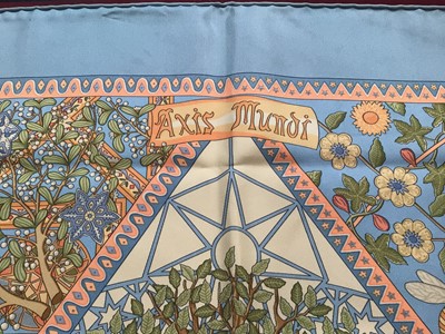 Lot 2086 - Hermès silk scarf Axis Mundi, designer Christine Henry 1999, 90 x 90cm approximately.