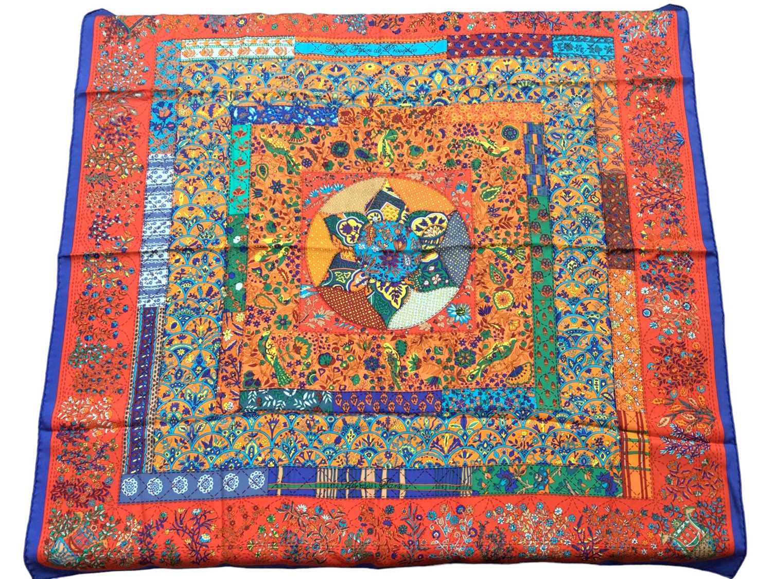 Lot 2088 - Hermès silk scarf Pique Fleuri de Provence, designer Henry c.  90 x 90cm approximately.