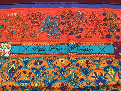 Lot 2088 - Hermès silk scarf Pique Fleuri de Provence, designer Henry c.  90 x 90cm approximately.