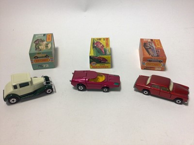 Lot 243 - Matchbox 1-75 Series No.38 Camper, No.10 Piston Popper, No.54 Ford capri, No.39 Chipper, No.39 Rolls Royce, No.4 57 Chev, o.30 Artic Truck, No.54 Mobile Home, No.73 Model A Ford, No.63 4x4 Open Bac...