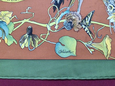 Lot 2094 - Hermès silk scarf Texas Wildlife, designer Kermit Oliver, 1986, 90 x 90cm approximately.