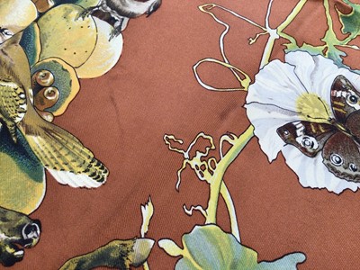 Lot 2094 - Hermès silk scarf Texas Wildlife, designer Kermit Oliver, 1986, 90 x 90cm approximately.