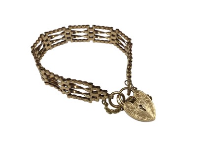 Lot 143 - 9ct gold gate bracelet with padlock clasp