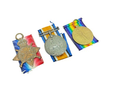 Lot 755 - First World War trio, comprising 1914 - 14 Star, War and Victory medals named to 13472 PTE. W. Steventon. N. Staff. R.