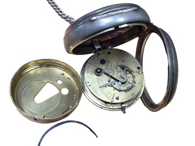 Lot 145 - Edwardian silver cased pocket watch by H. Stone, Leeds (Chester 1906) on a plated chain and a silver vesta case