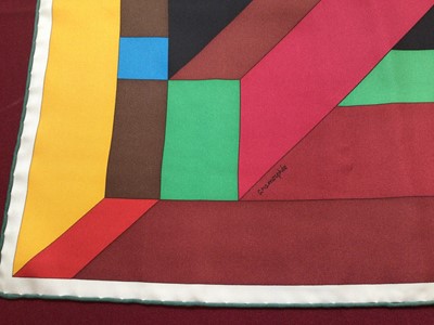 Lot 2101 - Hermès silk scarf Perspective Cavalière, multicolour, signed Gnamorphee, 90 x 90cm approximately.