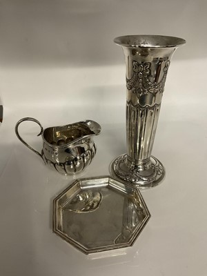 Lot 1067 - Early 20th century cream jug and spill vase, small octagonal silver dish