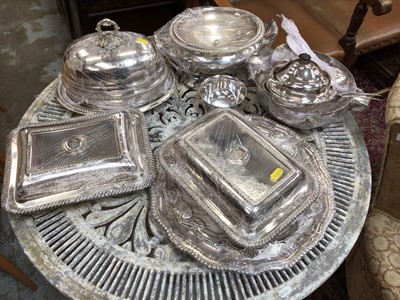 Lot 191 - Group of silver plated item, lidded tureens etc