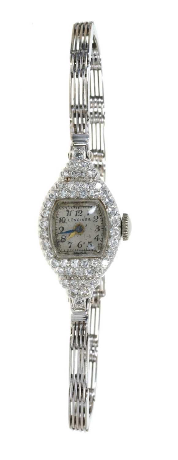 Lot 761 - Art Deco Longines diamond cocktail watch