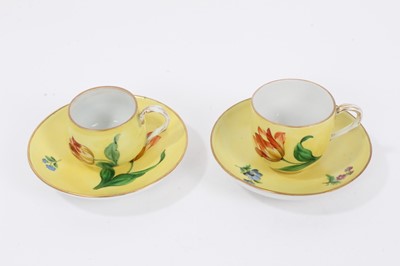 Lot 239 - Two 18th century Meissen porcelain cups and saucers, one with cancelled marks