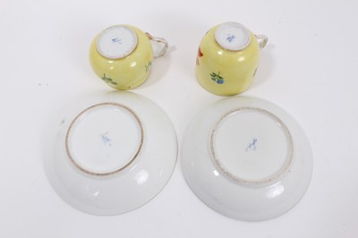 Lot 239 - Two 18th century Meissen porcelain cups and saucers, one with cancelled marks