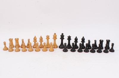 Lot 924 - Good ebony and boxwood chess set in wooden box.