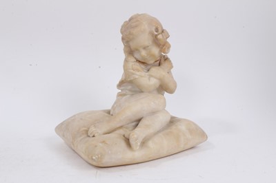 Lot 925 - Late 19th / early 20th century Italian carved alabaster figure of a young girl seated on a pillow.