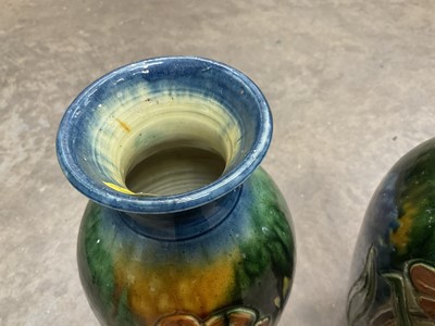 Lot 133 - Pair of Branham type pottery vases with scraffito decoration