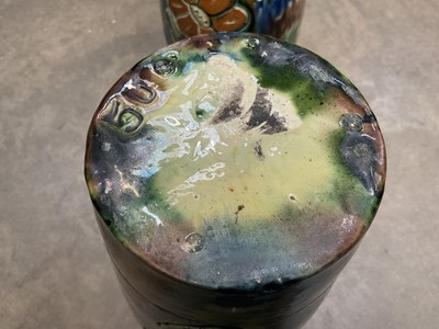 Lot 133 - Pair of Branham type pottery vases with scraffito decoration