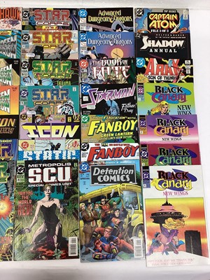 Lot 131 - Box of mostly 1990's DC Comics to include Dungeons and Dragons, Black Canary, Justice Society of America and others. Approximately 175 comics