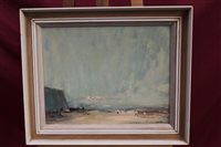 Lot 1261 - John Burman (b. 1936), oil on board - beach...