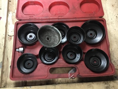 Lot 46 - Cup type oil filter wrench set, cased
