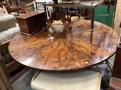 Lot 1256 - 19th century flame mahogany breakfast table, with radiating inlaid top