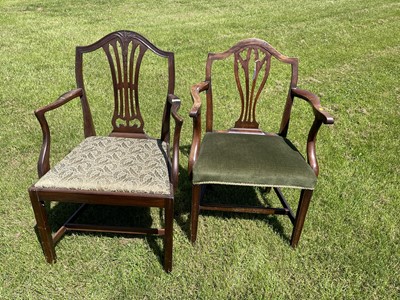 Lot 119 - George III mahogany open armchair, another and a Regency open armchair