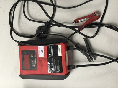 Lot 60 - Sealey SPI10S car battery charger, cable and plug
