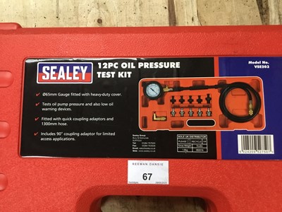 Lot 67 - Sealey 12pc oil pressure test kit, cased