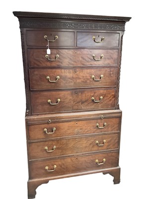 Lot 1481 - George III mahogany chest on chest