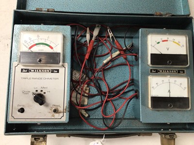 Lot 72 - Wilkson electrical test set including Triple Range Ohmeter and dual Amp & Volt meter