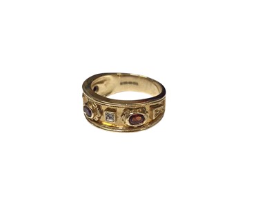 Lot 176 - Renaissance style 9ct gold multi gem and diamond set ring