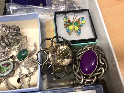 Lot 44 - Quantity of silver and white metal jewellery including pendants, chains, brooches, rings, earrings etc