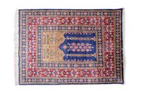 Lot 1428 - Fine quality Persian silk prayer rug on...