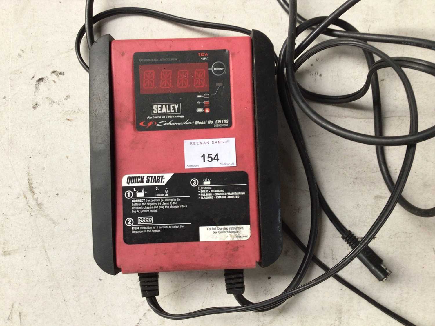 Lot 154 - Sealey SPI10S Quick Start battery charger, cable and plug