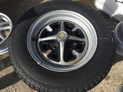 Lot 167 - Five MGB rostyle wheels with tyres