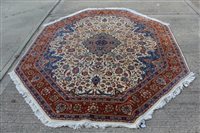 Lot 1434 - Good quality Tabriz-style octagonal rug with...