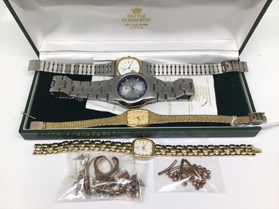 Lot 1111 - Group of wristwatches including Citizen, Zurich Sports, two Montine, various earrings etc